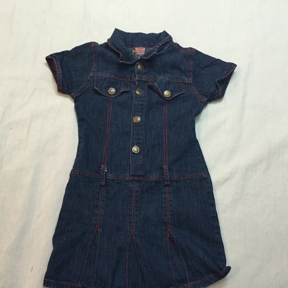 🦜 2B REAL GIRLS JEANS DRESS SIZE 7/8 🦜